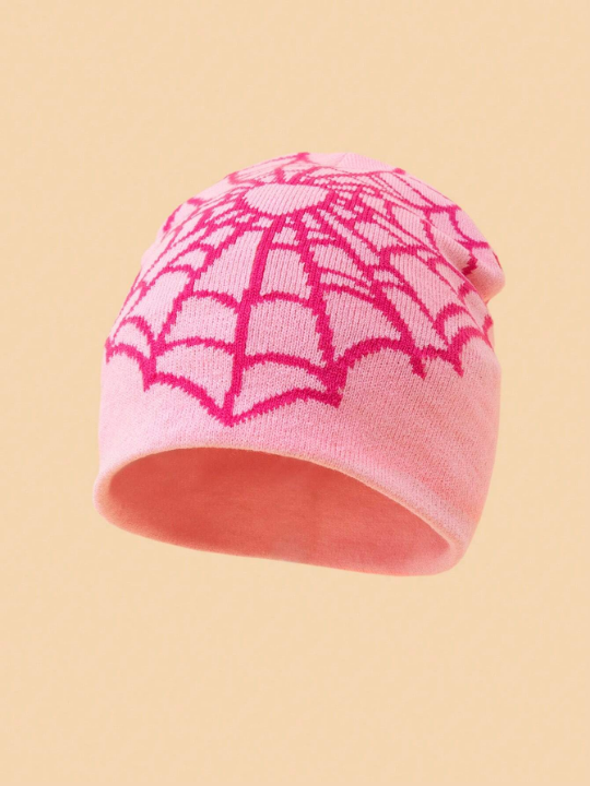 Rat Studio Fashionable Heart Shape & Spider Web Pattern Men's Knit Cap