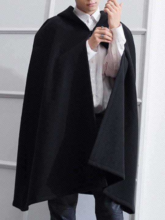 Manfinity Homme Loose Fit Men's Cloak Sleeve Hooded Cape Overcoat