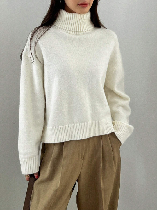 DAZY Turtleneck Drop Shoulder Sweater