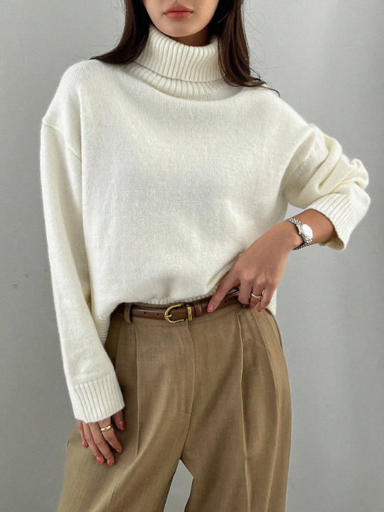 DAZY Turtleneck Drop Shoulder Sweater