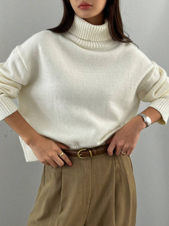 DAZY Turtleneck Drop Shoulder Sweater