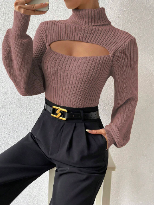 Essnce Turtleneck Cut Out Eyelet Detail Turtleneck Cut Out Eyelet Detail Sweater