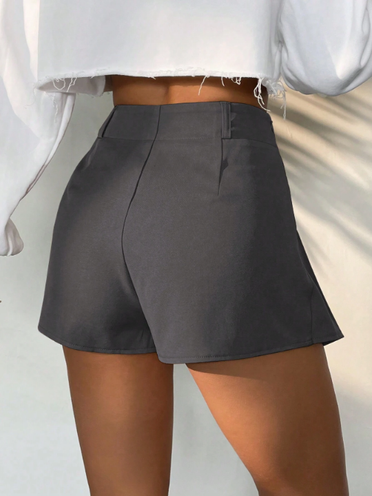 Solid Pleated Skort