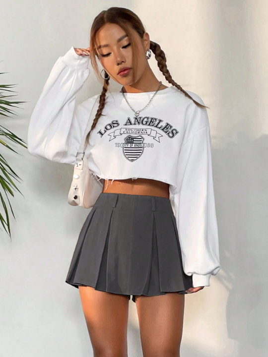 Solid Pleated Skort