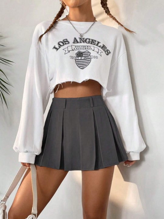 Solid Pleated Skort