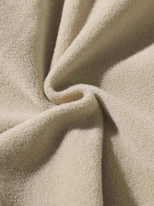 Manfinity Homme Men Mountain Embroidery Quarter Zipper Drop Shoulder Fleece Sweatshirt Without Tee