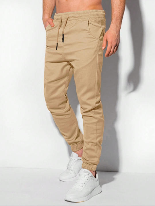 Manfinity Basics Men Drawstring Waist Slant Pocket Pants