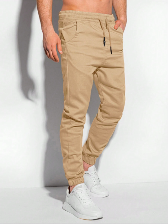 Manfinity Basics Men Drawstring Waist Slant Pocket Pants