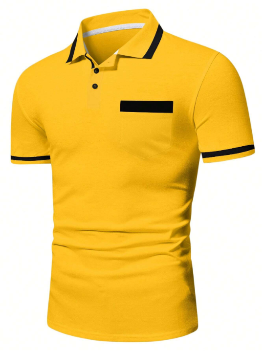 Manfinity Mode Men Contrast Trim Polo Shirt