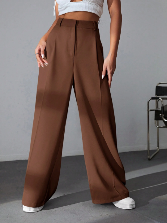 EZwear Solid Wide Leg Pants