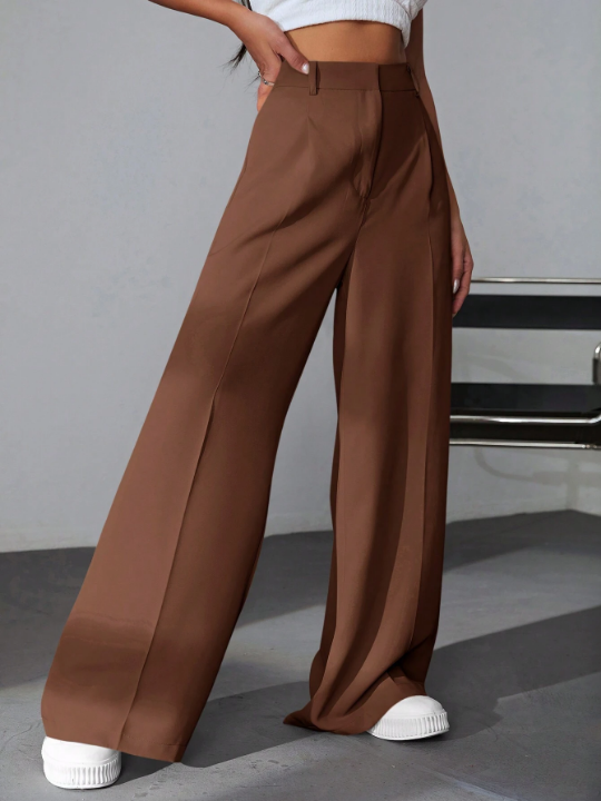 EZwear Solid Wide Leg Pants