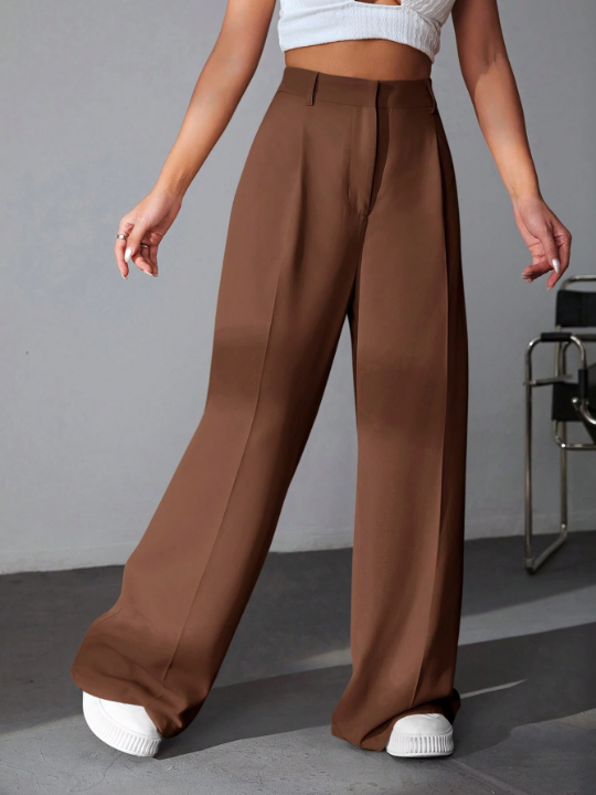 EZwear Solid Wide Leg Pants