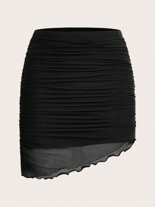 ICON Asymmetrical Hem Ruched Skirt