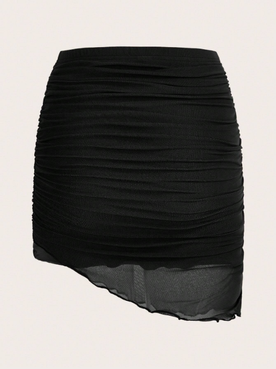 ICON Asymmetrical Hem Ruched Skirt