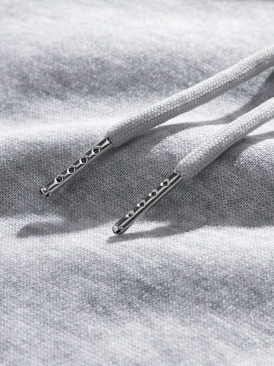 Men Slogan & Cartoon Graphic Drop Shoulder Drawstring Hoodie