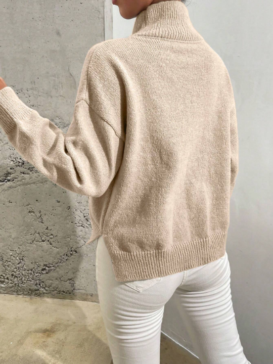 Essnce High Neck Drop Shoulder Sweater