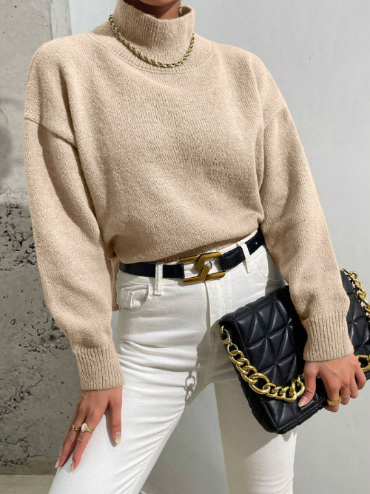 Essnce High Neck Drop Shoulder Sweater