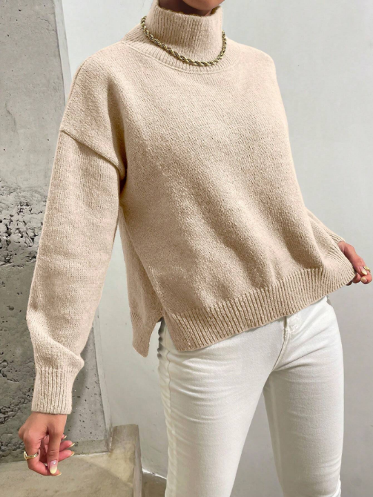 Essnce High Neck Drop Shoulder Sweater