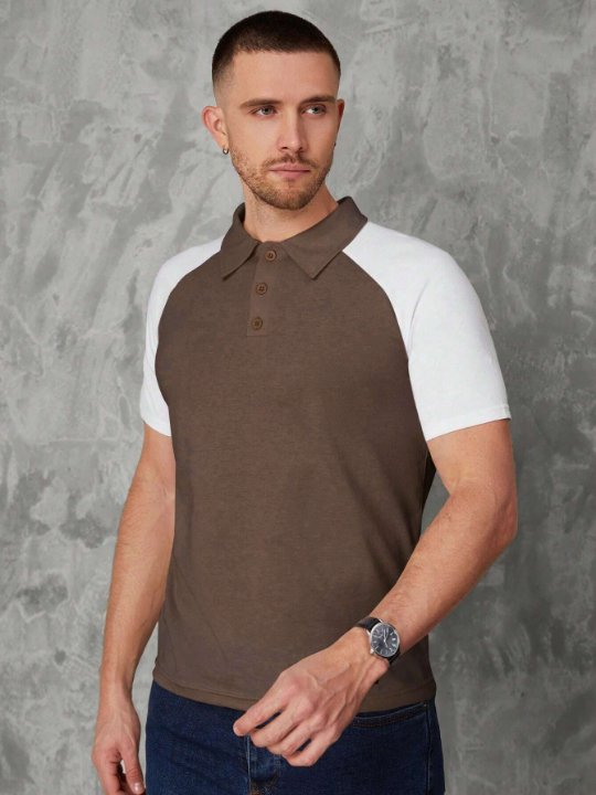 Manfinity Sporsity Men Two Tone Raglan Sleeve Polo Shirt