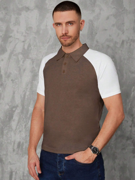 Manfinity Sporsity Men Two Tone Raglan Sleeve Polo Shirt