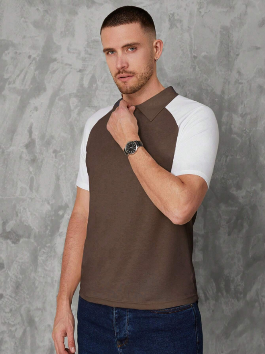 Manfinity Sporsity Men Two Tone Raglan Sleeve Polo Shirt