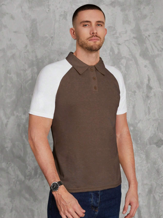 Manfinity Sporsity Men Two Tone Raglan Sleeve Polo Shirt