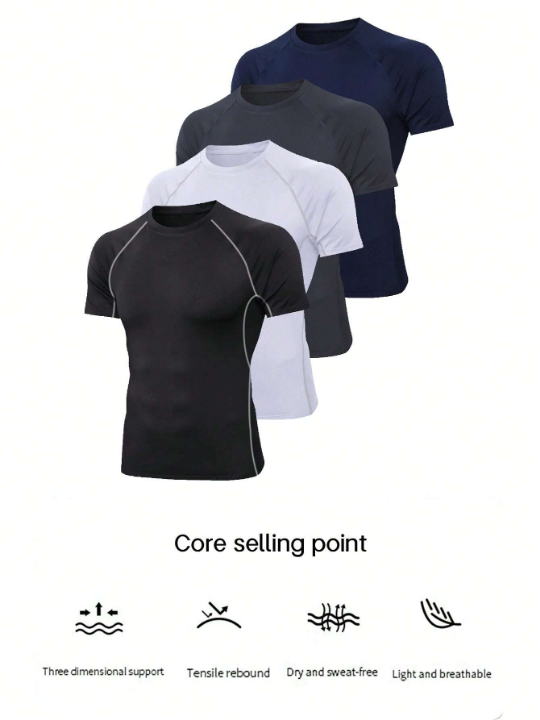 Sports Compression Short Sleeve Men's T-Shirt Gym Clothes Men Basic T Shirt