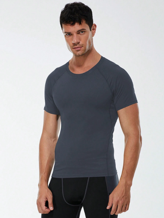 Men's Tight Short-Sleeved Sports T-Shirt Gym Clothes Men Basic T-Shirt