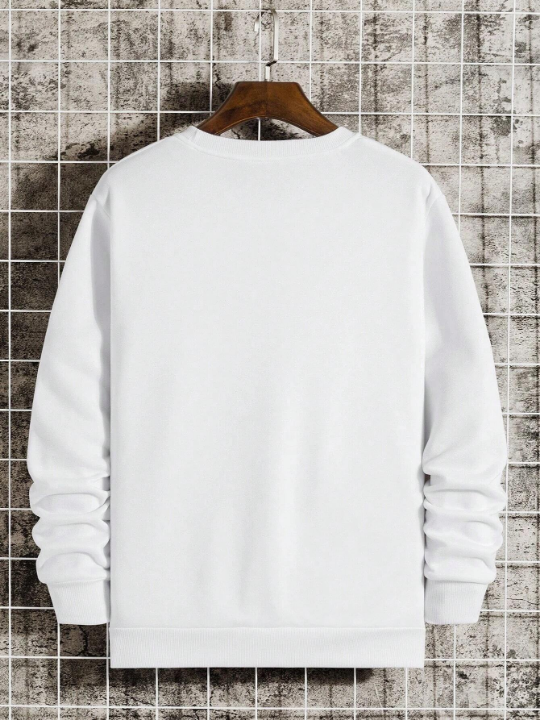 Men Mountain Print Thermal Lined Sweatshirt