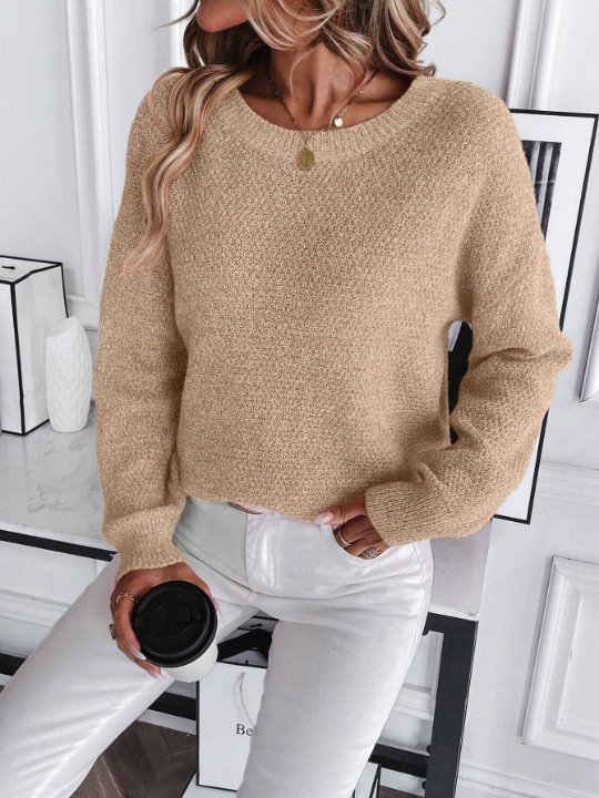 LUNE Solid Drop Shoulder Sweater