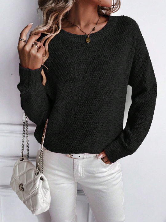 LUNE Solid Drop Shoulder Sweater