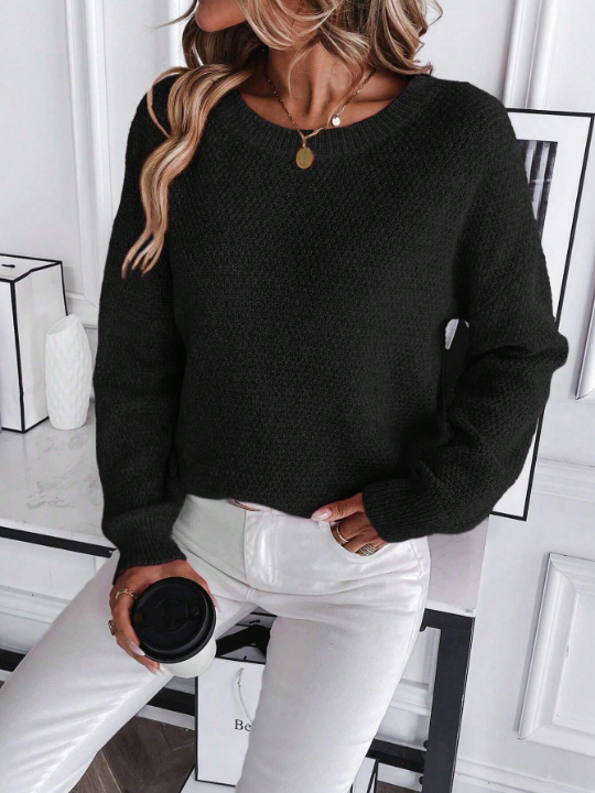 LUNE Solid Drop Shoulder Sweater