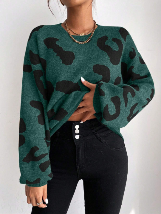 Frenchy Graphic Pattern Drop Shoulder Sweater