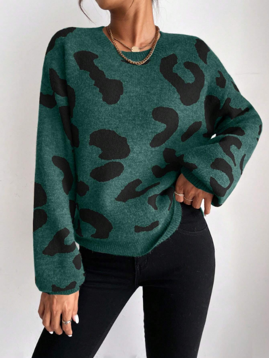 Frenchy Graphic Pattern Drop Shoulder Sweater