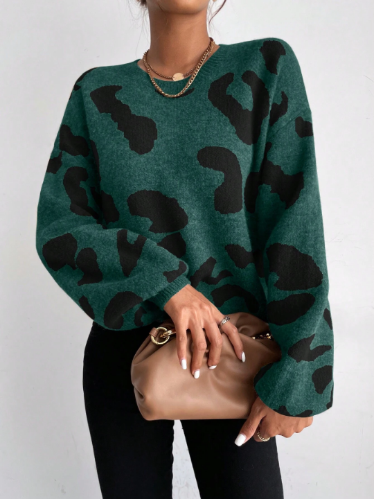 Frenchy Graphic Pattern Drop Shoulder Sweater