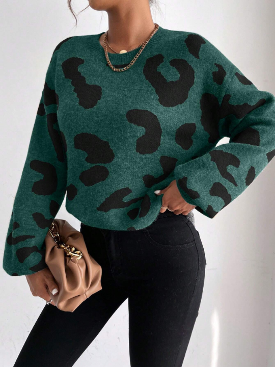 Frenchy Graphic Pattern Drop Shoulder Sweater