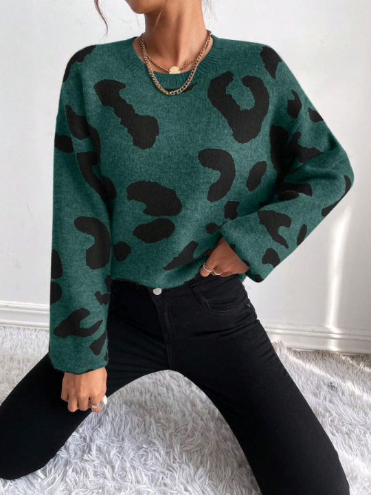 Frenchy Graphic Pattern Drop Shoulder Sweater