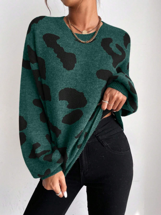 Frenchy Graphic Pattern Drop Shoulder Sweater