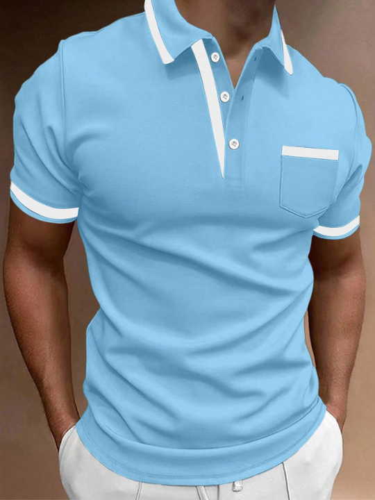 Manfinity Mode Men Contrast Trim Polo Shirt