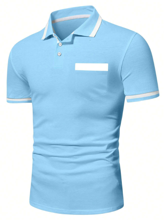 Manfinity Mode Men Contrast Trim Polo Shirt