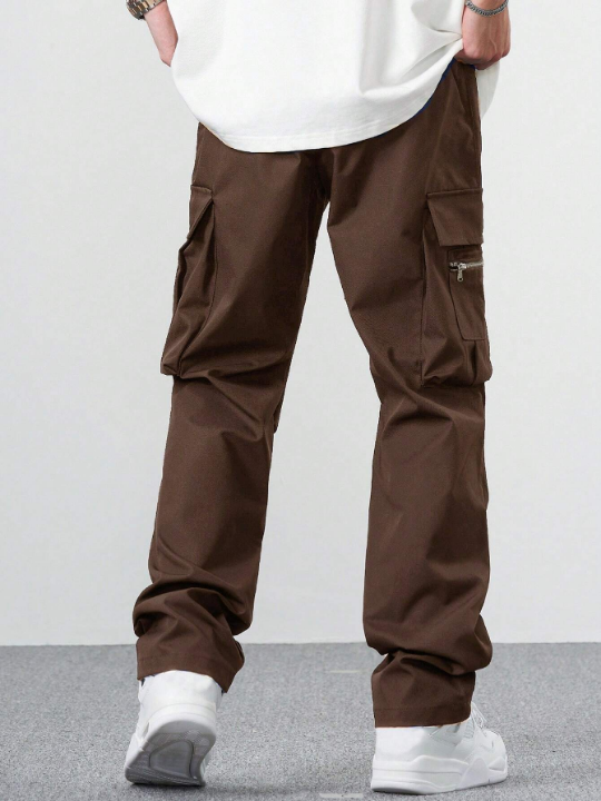 Manfinity Hypemode Loose Fit Men's Cargo Pants With Flap Pockets And Side Drawstring Waist
