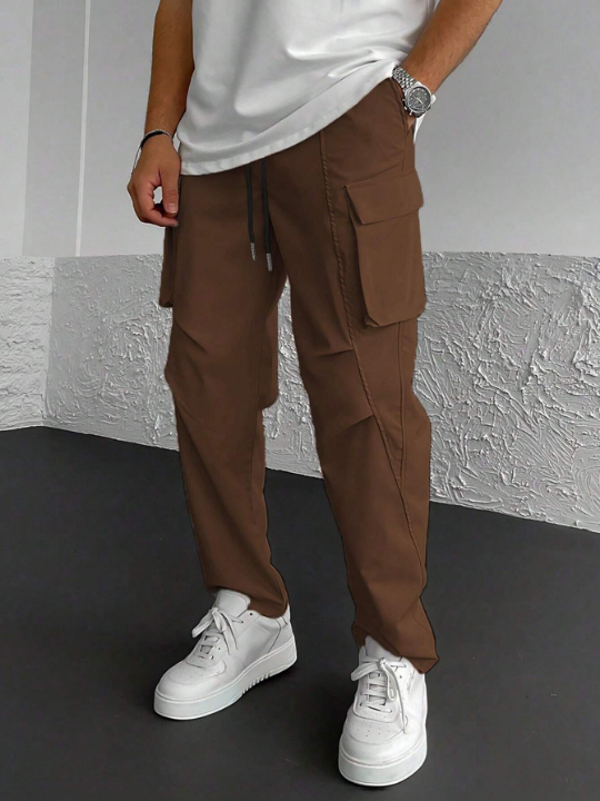 Manfinity LEGND Loose-Fit Men's Drawstring Cargo Pants With Flap Pockets On The Side