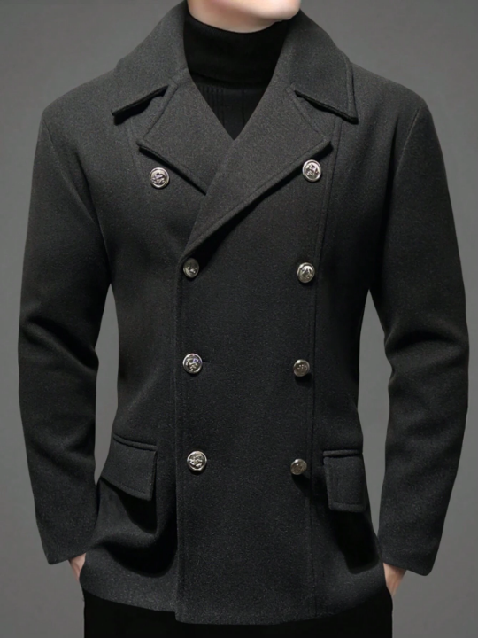 Manfinity Homme Men Double Breasted Flap Detail Overcoat