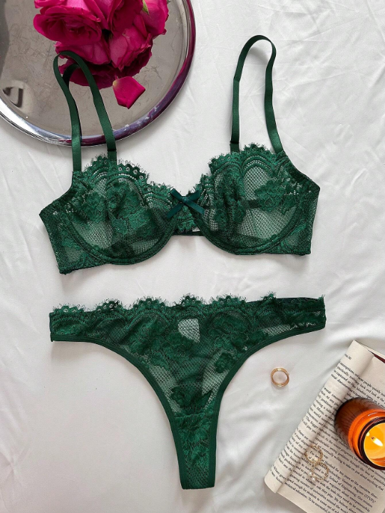 Floral Lace Underwire Lingerie Set