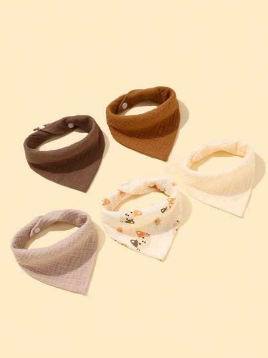 5pcs/set Muslin Baby Bibs