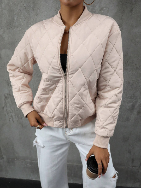 Essnce Zip Up Quilted Coat