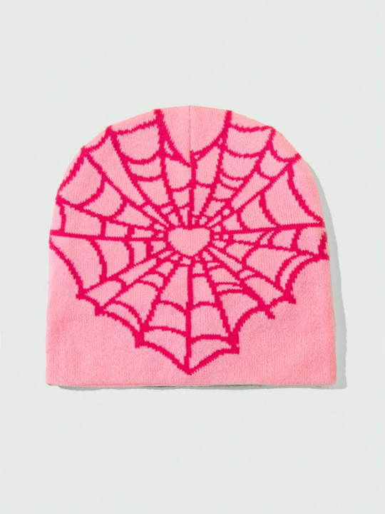 Rat Studio Fashionable Heart Shape & Spider Web Pattern Men's Knit Cap