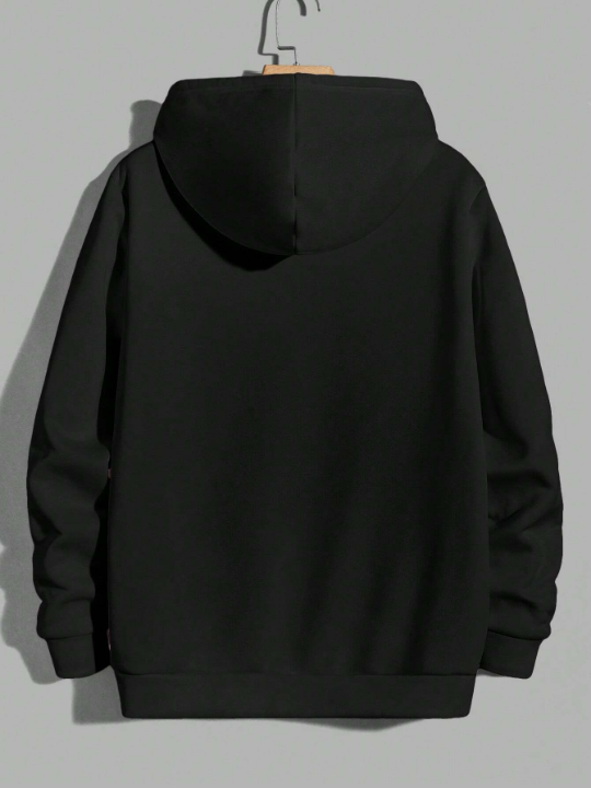 Cottnline Men Slogan Graphic Drawstring Hoodie