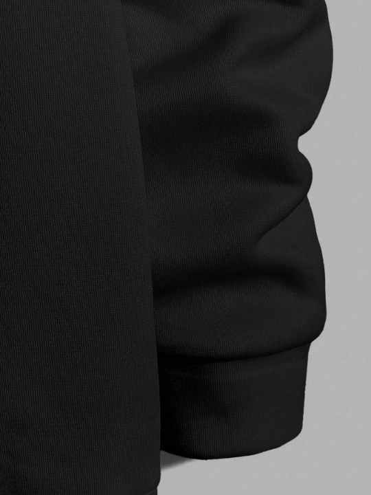 Cottnline Men Slogan Graphic Drawstring Hoodie