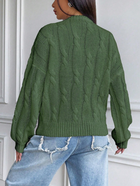 Cable Knit Drop Shoulder Sweater